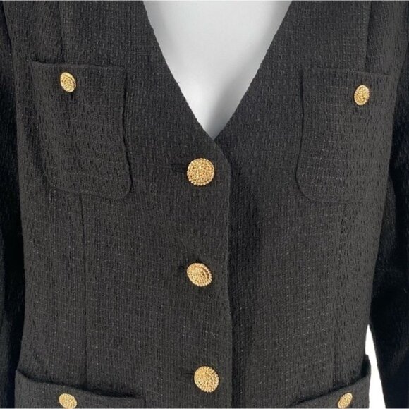 Pomander Place | NEW Black Tweed Keira Long Sleeve Mini Dress Size XL - Picture 6 of 12